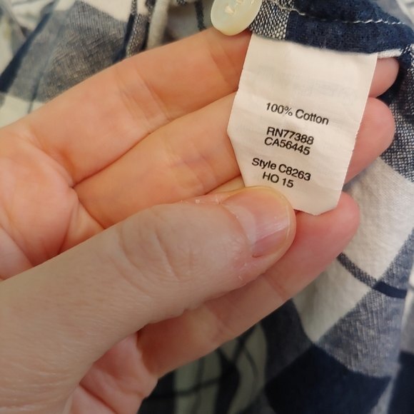 J. Crew Factory Blue & White Plaid Popover Long Sleeve Top Size XS - Picture 5 of 5